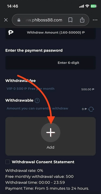 Step 2: Add withdrawal account