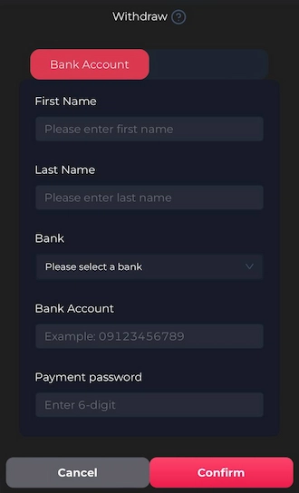 Step 3: Provide withdrawal account information and create a payment password