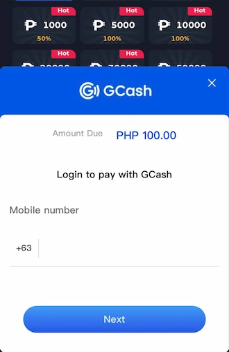 Step 2: Fill in your phone number to log in to your GCash account.