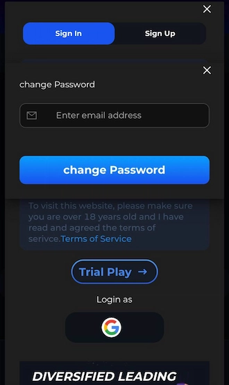 Step 2: Enter the email address and click "Change Password".