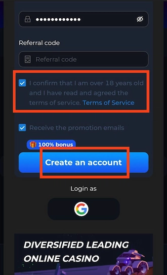 Step 3: Click "Create an account".